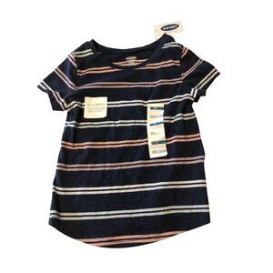 Old Navy Toddler Girls Size 2T T-Shirt Short Sleeve Striped Blue Pink New